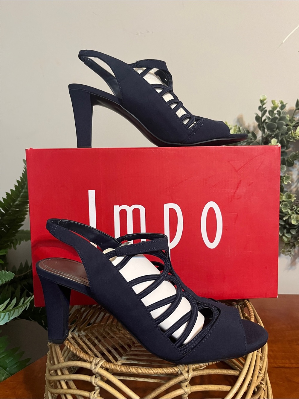 Impo Navy Strappy Slingback Heels Vasne